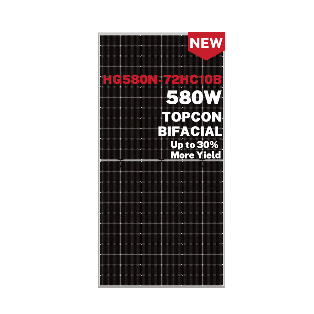 Panel solar de media celda de vidrio doble bifacial Topcon 570W 575W 580W de alta eficiencia