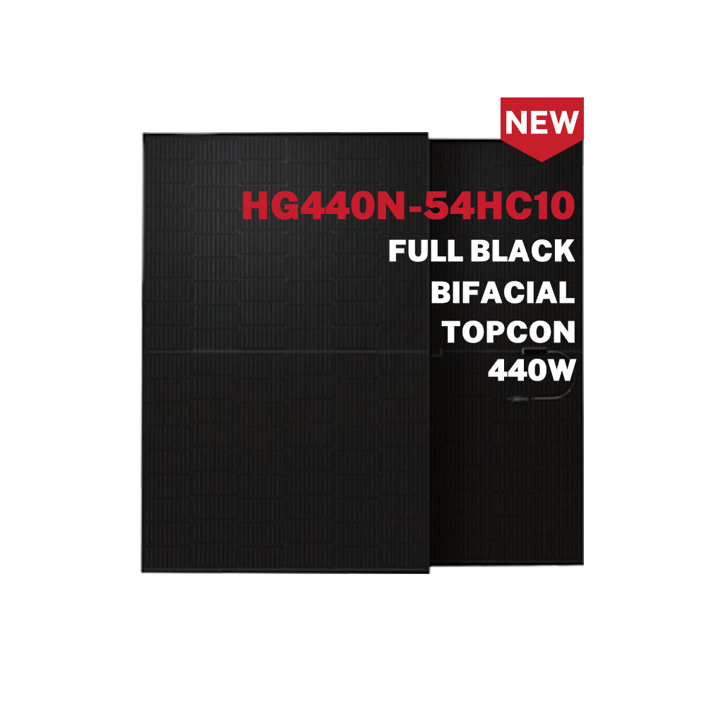 Topcon N Tipo 430W 440W Panel solar de media celda bifacial negro completo