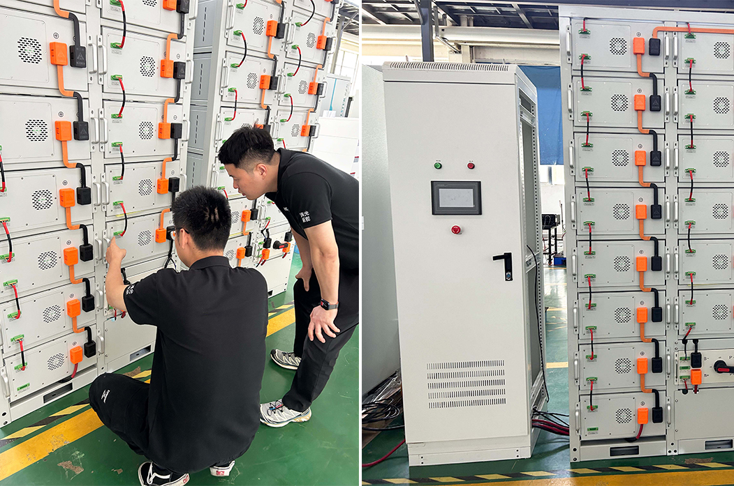 Inspección del sistema de almacenamiento de baterías comerciales de 100 kW + 400 kWh y listo para enviar