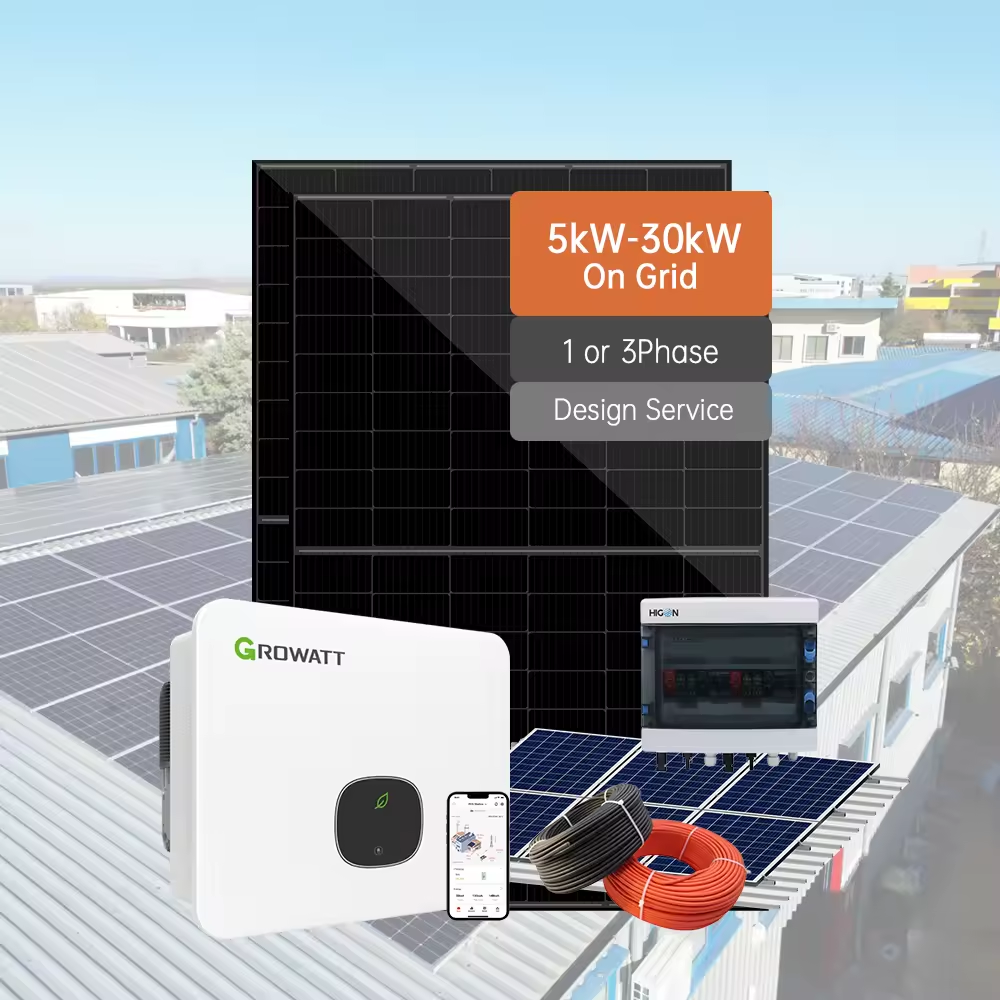 Higon 5kW 8kW 10kW monofásico en el sistema de energía solar de rejilla para el hogar